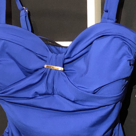 NWT-2 Bamboo Royal Blue Tankini 34D Underwire - Picture 4 of 7